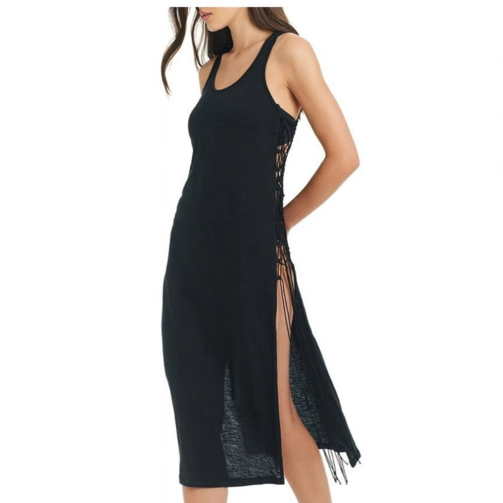 Red Carter Womens Cotton Open Side Coverup Slub Dress Coverup X-Small NWT Black